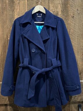 Jou Jou Deep Navy Double-Breasted Belted Trench Coat